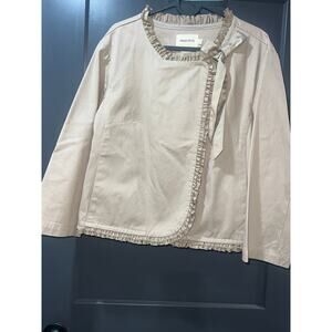 Maestro bolero jacket tan/brown color hook and eye closure with a ribbon size L
